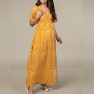 Pink Blush Maternity Maxi lace dress large